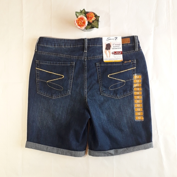 Seven 7 | Bermuda cuffed blue jean shorts - Picture 6 of 14